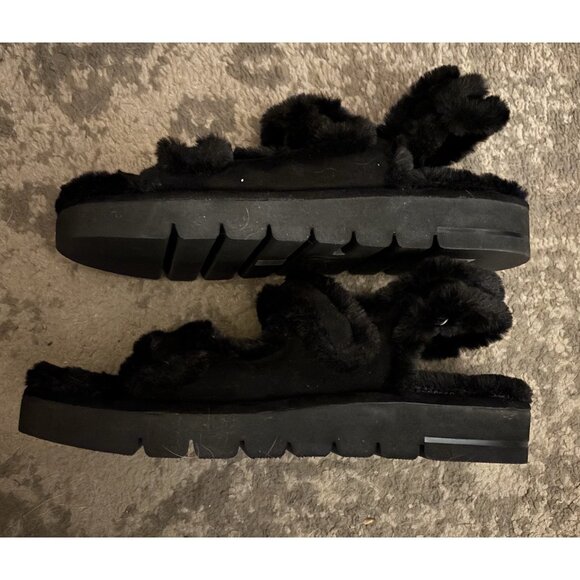 Stuart Weitzman Zoe Lift Chill Sandal - Suede/Faux Fur - Blk 12 B Black - Picture 4 of 6